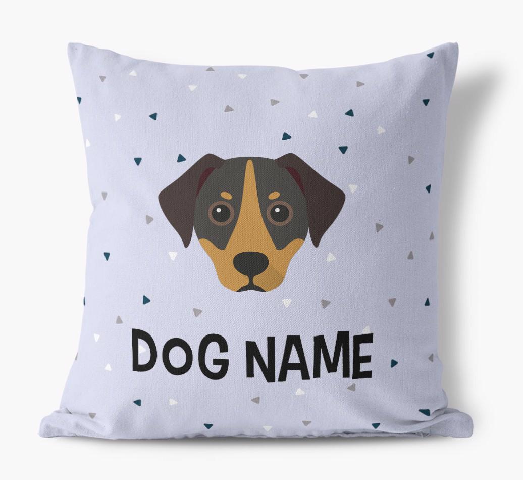 Triangle Pattern with {dogsName}'s Icon: Personalized Canvas Pillow