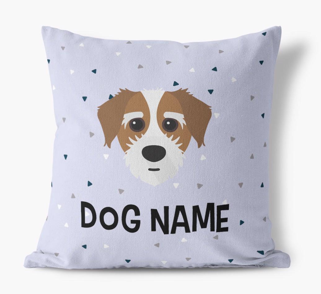 Triangle Pattern with {dogsName}'s Icon: Personalized Canvas Pillow