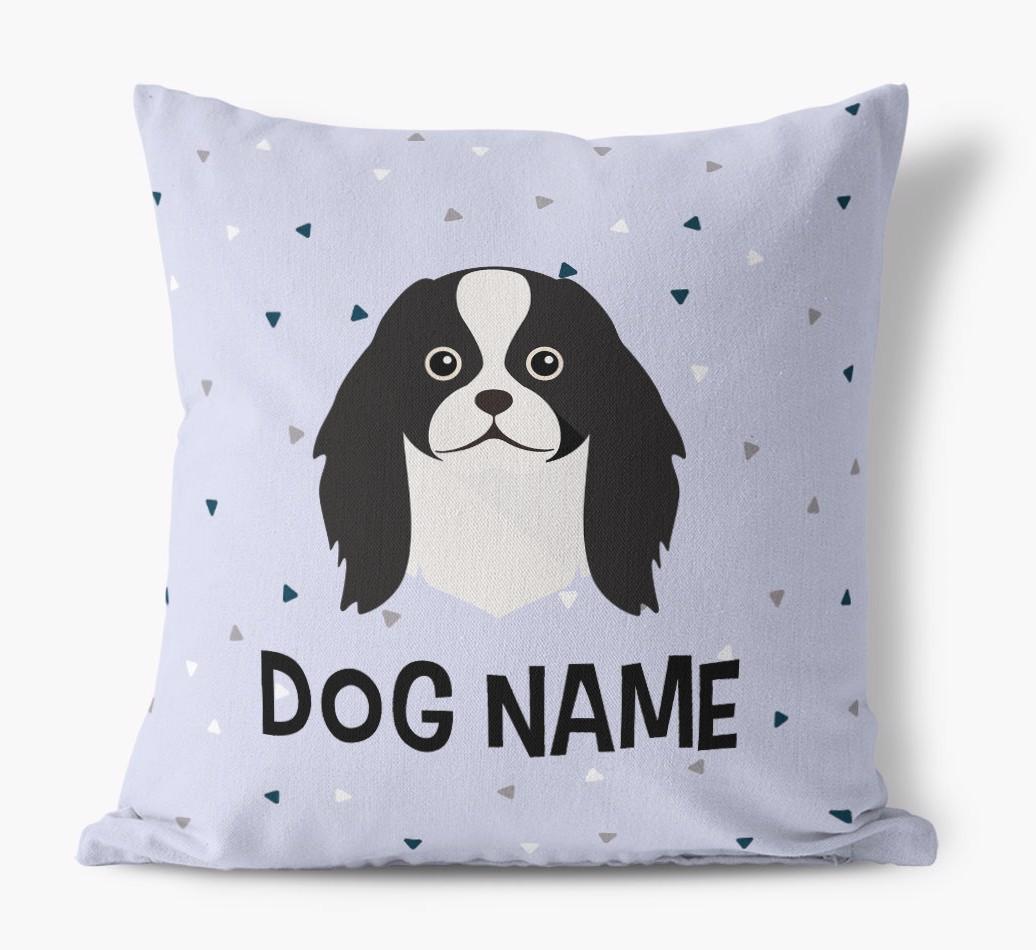 Triangle Pattern with {dogsName}'s Icon: Personalized Canvas Pillow