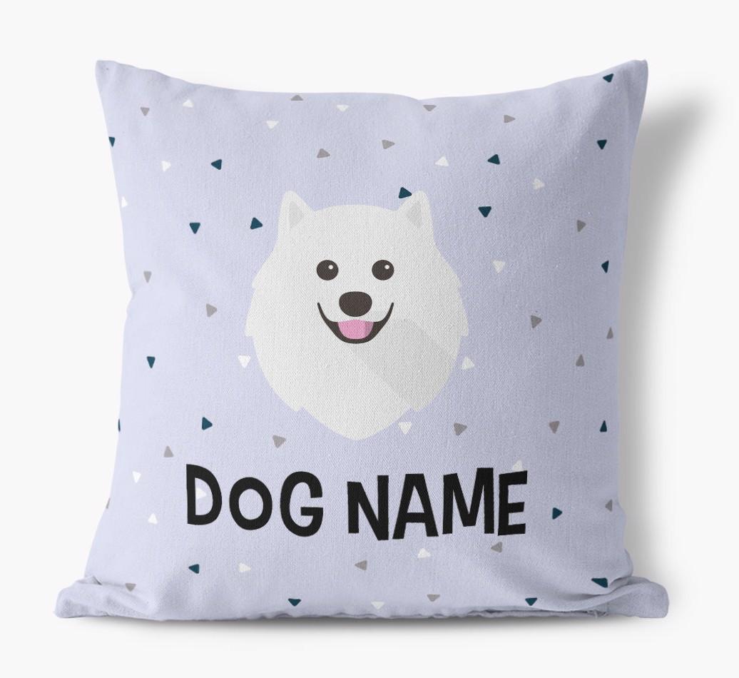 Triangle Pattern with {dogsName}'s Icon: Personalized Canvas Pillow