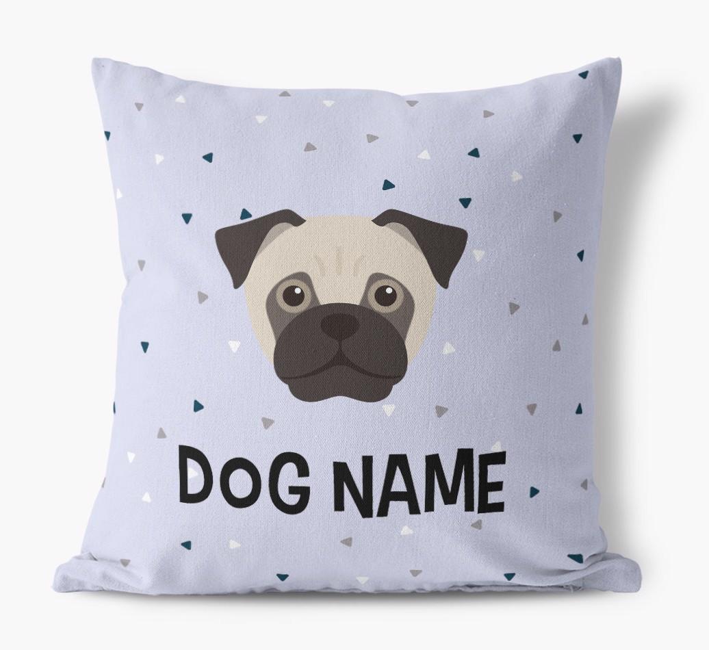 Triangle Pattern with {dogsName}'s Icon: Personalized Canvas Pillow