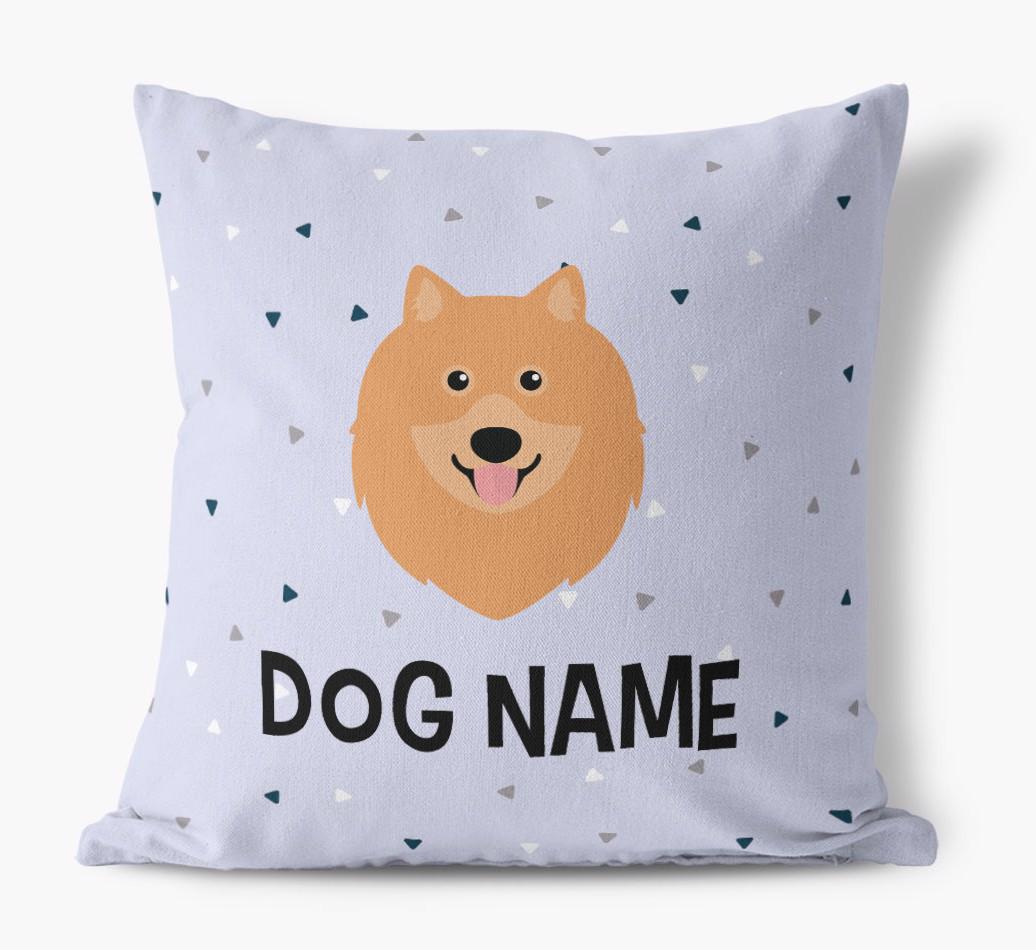 Triangle Pattern with {dogsName}'s Icon: Personalized Canvas Pillow
