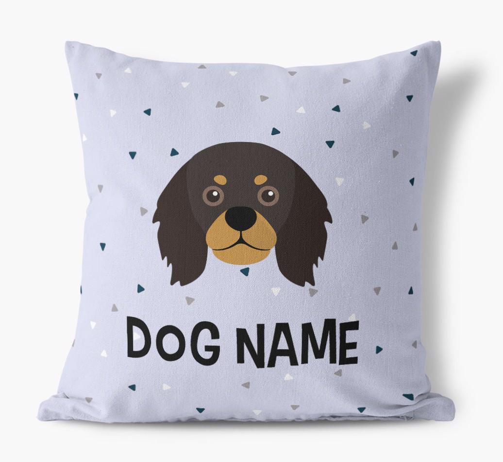 Triangle Pattern with {dogsName}'s Icon: Personalized Canvas Pillow
