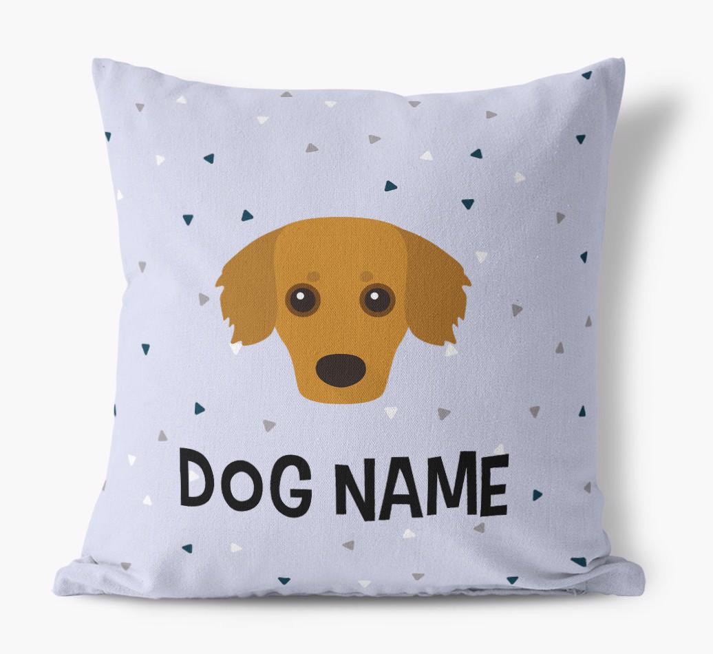 Triangle Pattern with {dogsName}'s Icon: Personalized Canvas Pillow