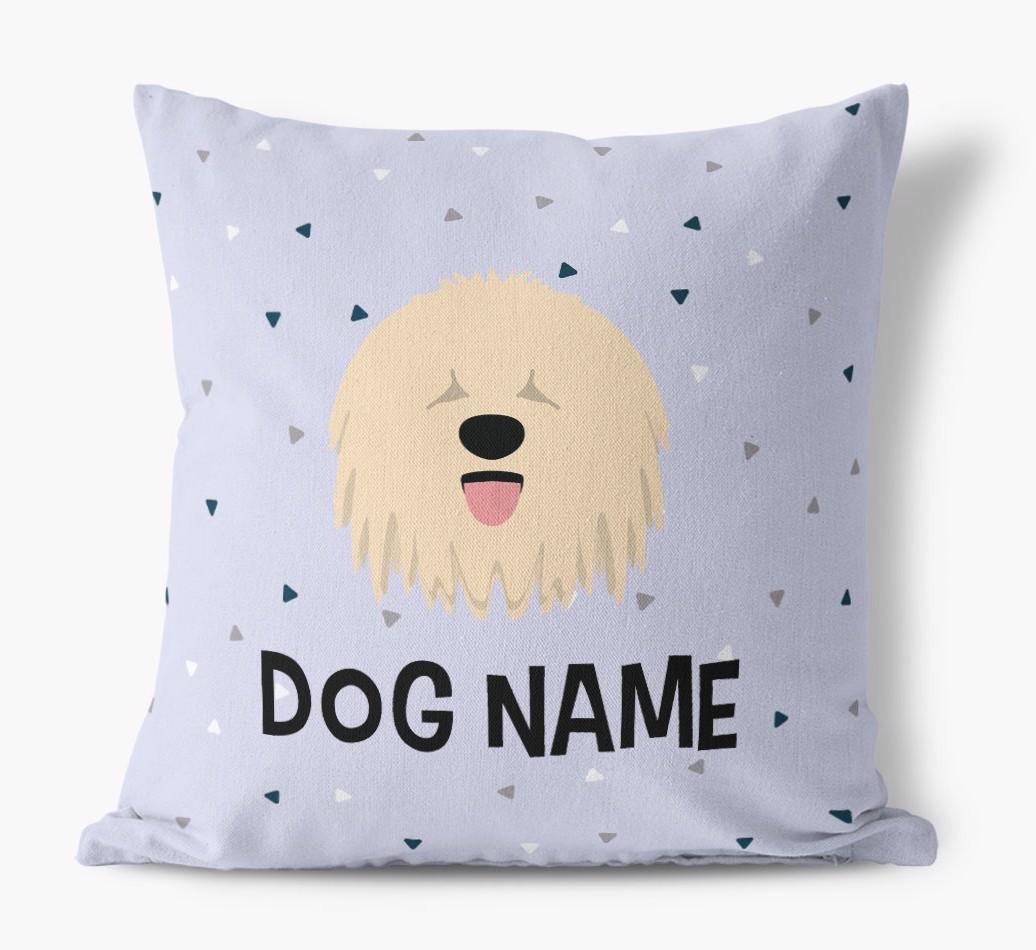 Triangle Pattern with {dogsName}'s Icon: Personalized Canvas Pillow
