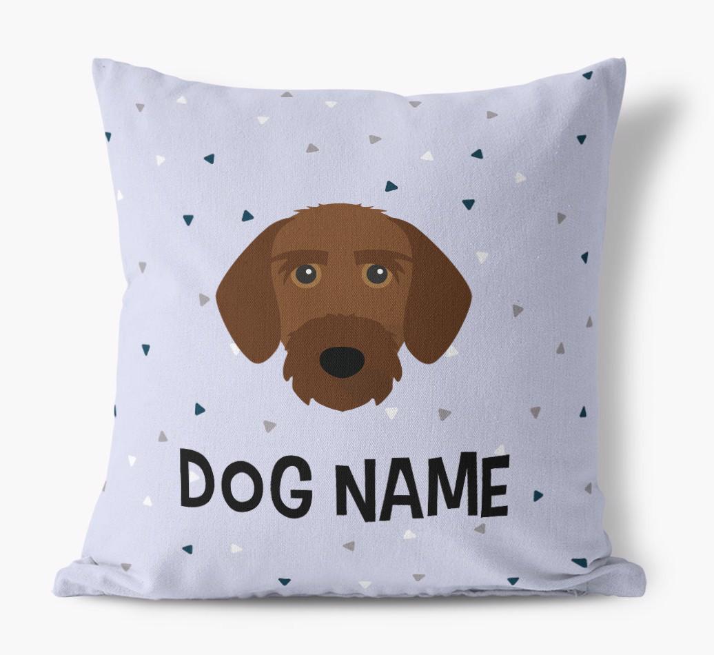 Triangle Pattern with {dogsName}'s Icon: Personalized Canvas Pillow