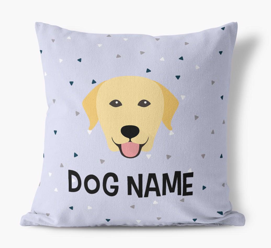 Triangle Pattern with {dogsName}'s Icon: Personalized Canvas Pillow