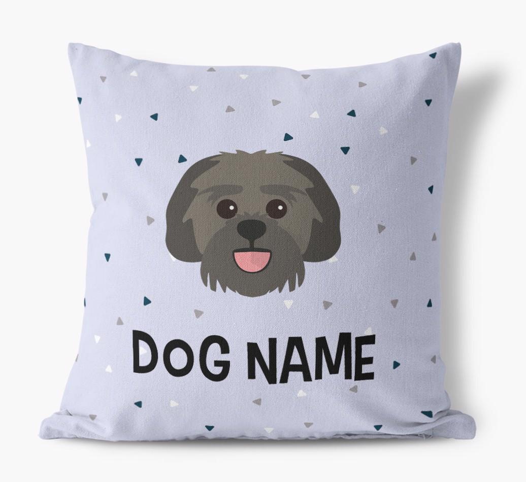 Triangle Pattern with {dogsName}'s Icon: Personalized Canvas Pillow