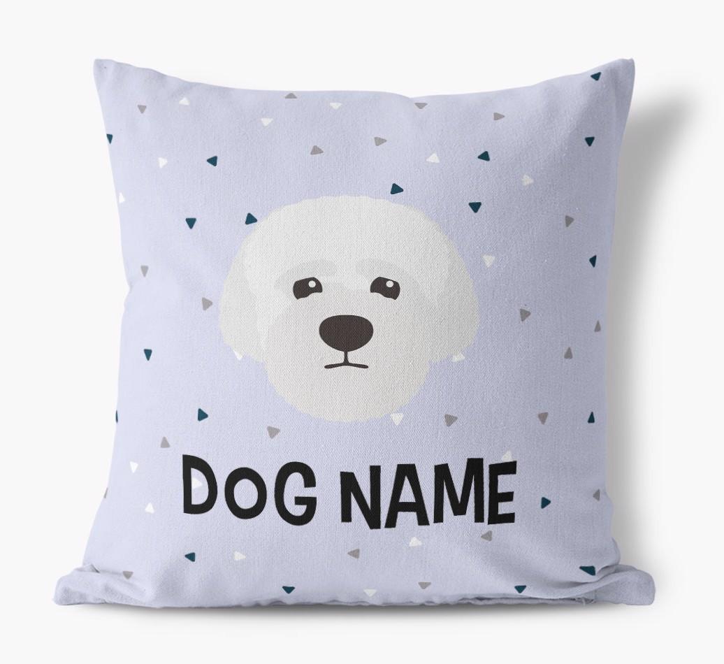 Triangle Pattern with {dogsName}'s Icon: Personalized Canvas Pillow