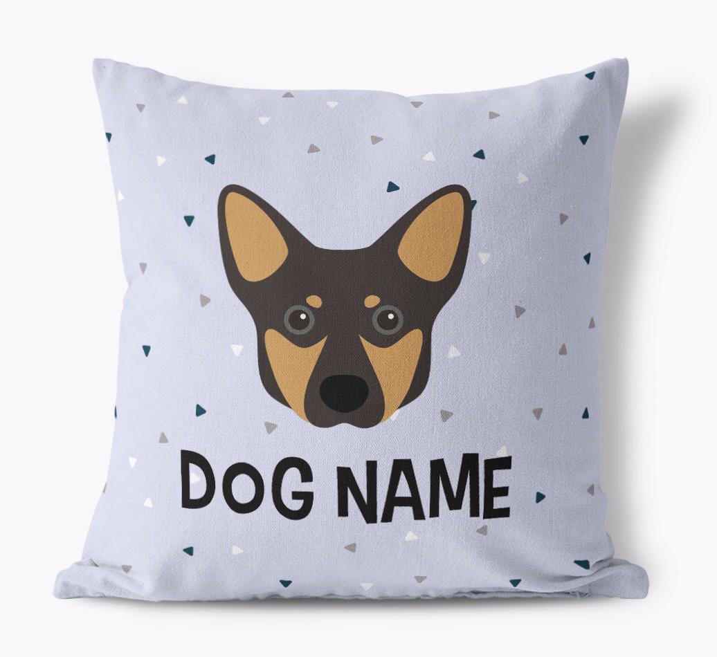 Triangle Pattern with {dogsName}'s Icon: Personalized Canvas Pillow