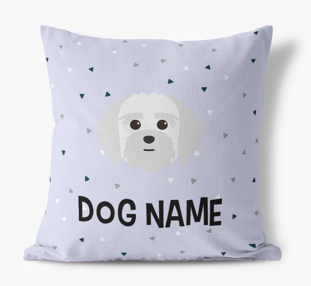Triangle Pattern with {dogsName}'s Icon: Personalized Canvas Pillow