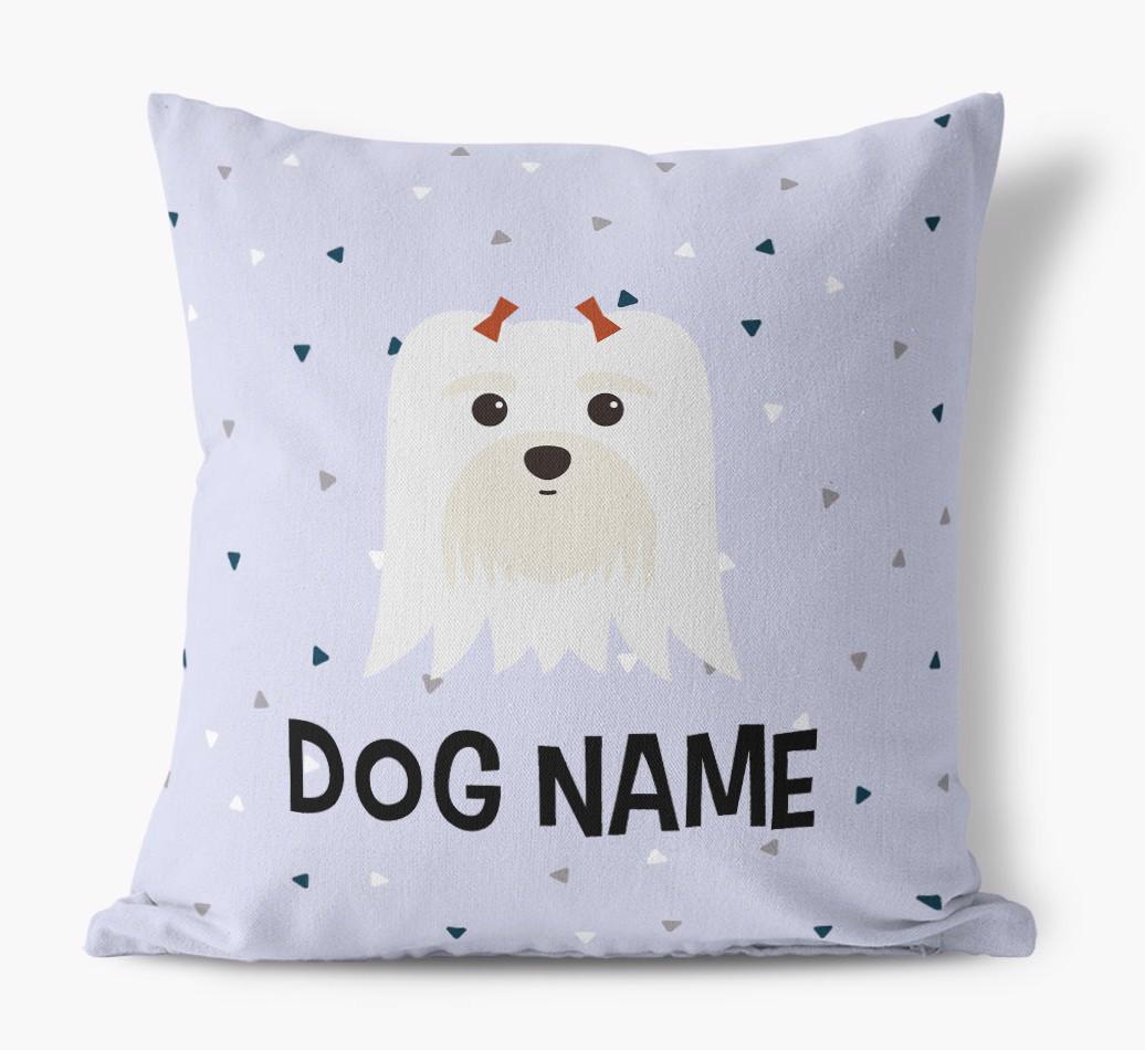 Triangle Pattern with {dogsName}'s Icon: Personalized Canvas Pillow