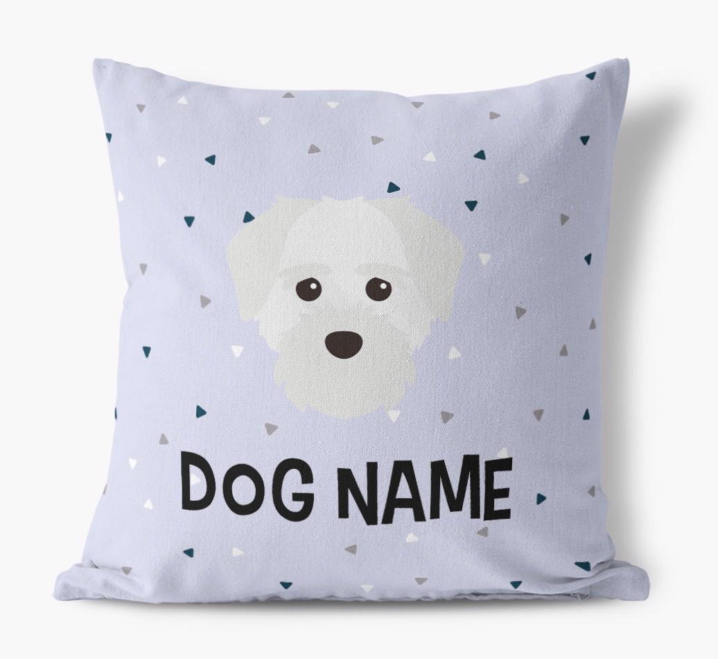 Triangle Pattern with {dogsName}'s Icon: Personalized Canvas Pillow