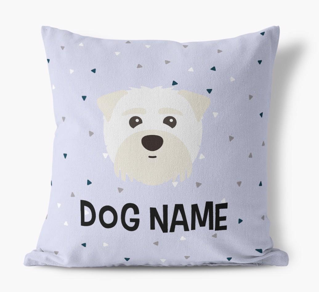 Triangle Pattern with {dogsName}'s Icon: Personalized Canvas Pillow