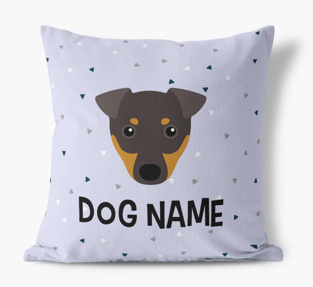 Triangle Pattern with {dogsName}'s Icon: Personalized Canvas Pillow