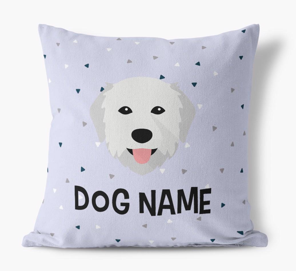Triangle Pattern with {dogsName}'s Icon: Personalized Canvas Pillow