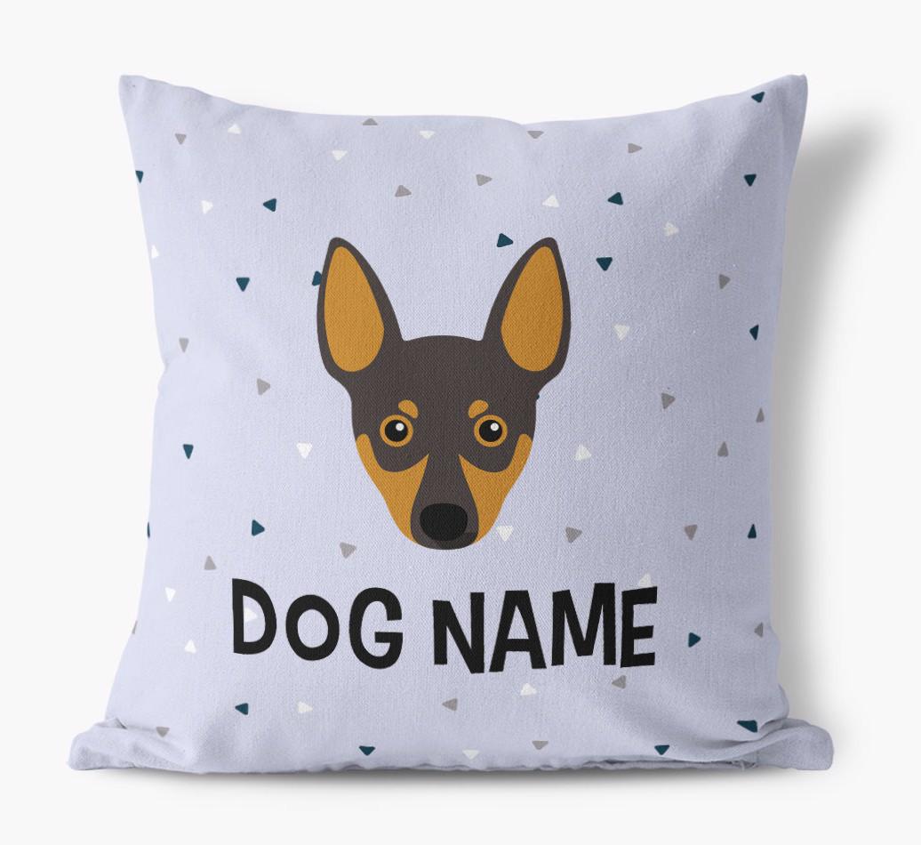 Triangle Pattern with {dogsName}'s Icon: Personalized Canvas Pillow