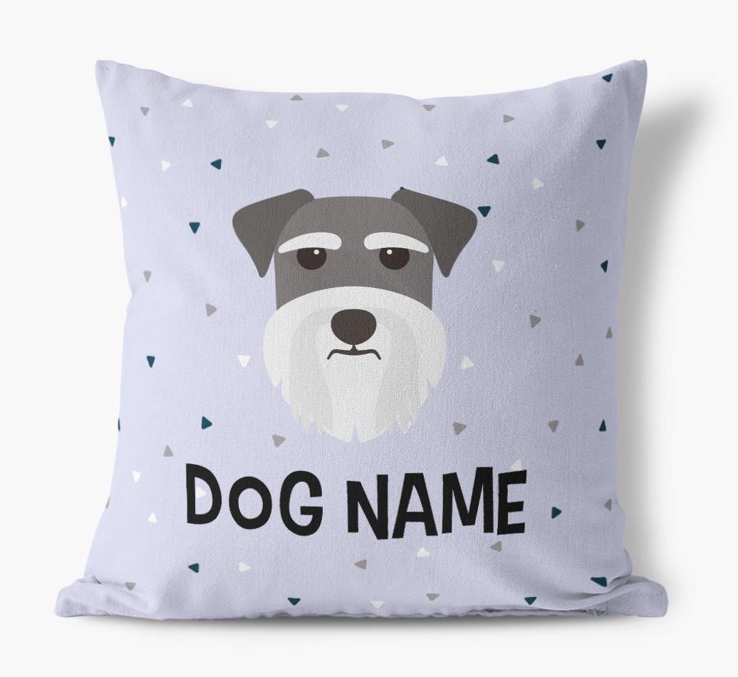 Triangle Pattern with {dogsName}'s Icon: Personalized Canvas Pillow