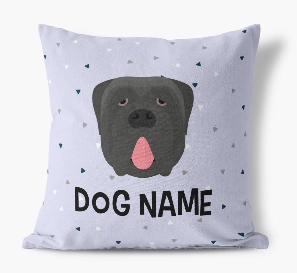 Triangle Pattern with {dogsName}'s Icon: Personalized Canvas Pillow