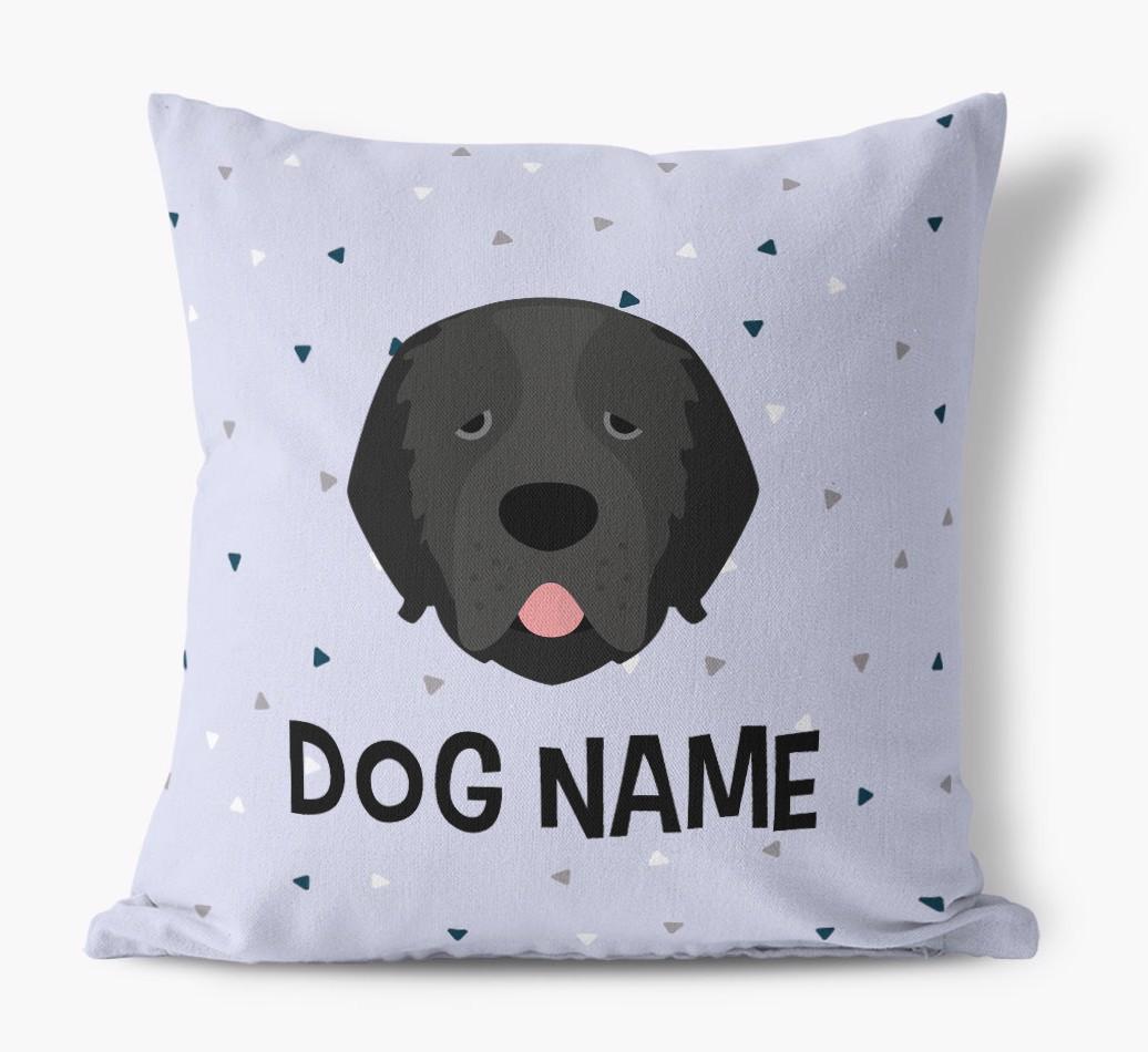 Triangle Pattern with {dogsName}'s Icon: Personalized Canvas Pillow