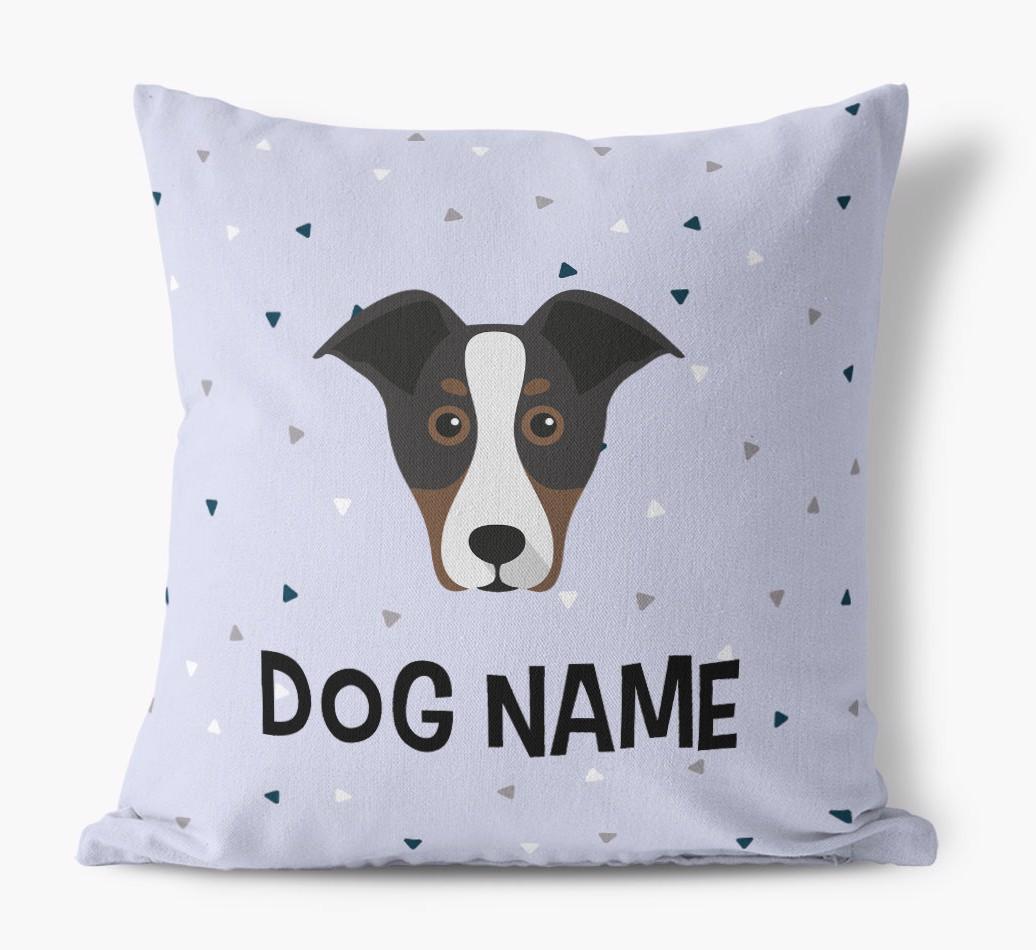 Triangle Pattern with {dogsName}'s Icon: Personalized Canvas Pillow