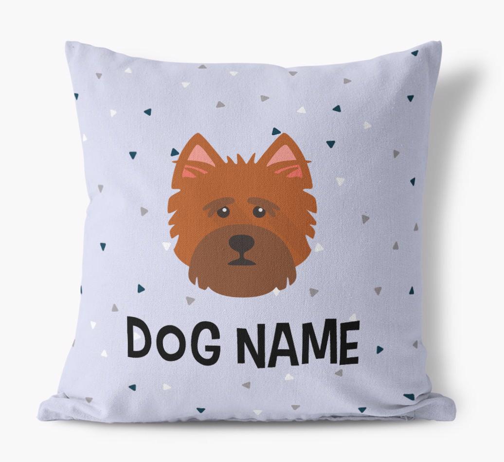 Triangle Pattern with {dogsName}'s Icon: Personalized Canvas Pillow