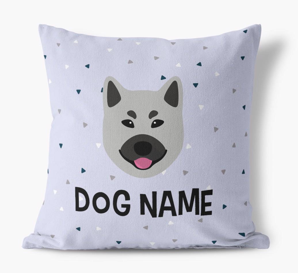 Triangle Pattern with {dogsName}'s Icon: Personalized Canvas Pillow