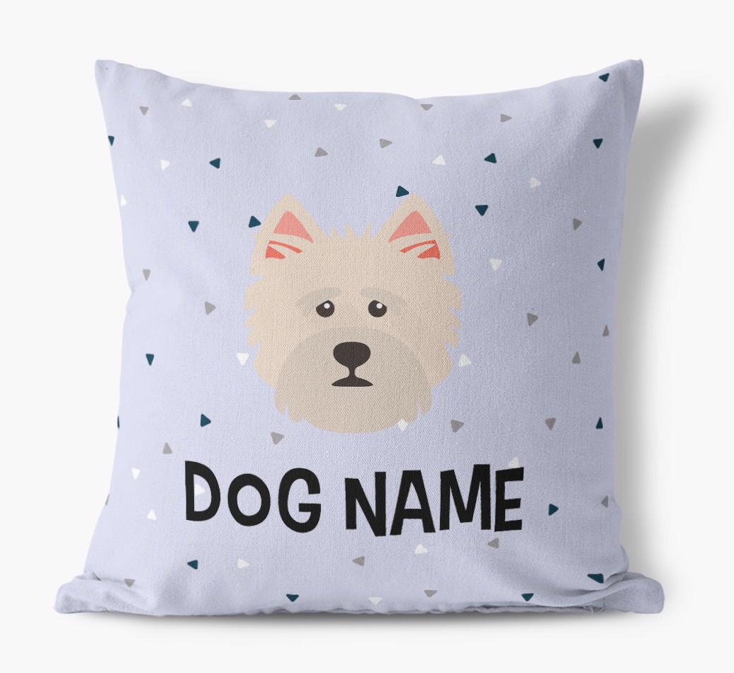 Triangle Pattern with {dogsName}'s Icon: Personalized Canvas Pillow