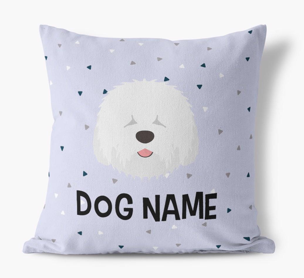 Triangle Pattern with {dogsName}'s Icon: Personalized Canvas Pillow