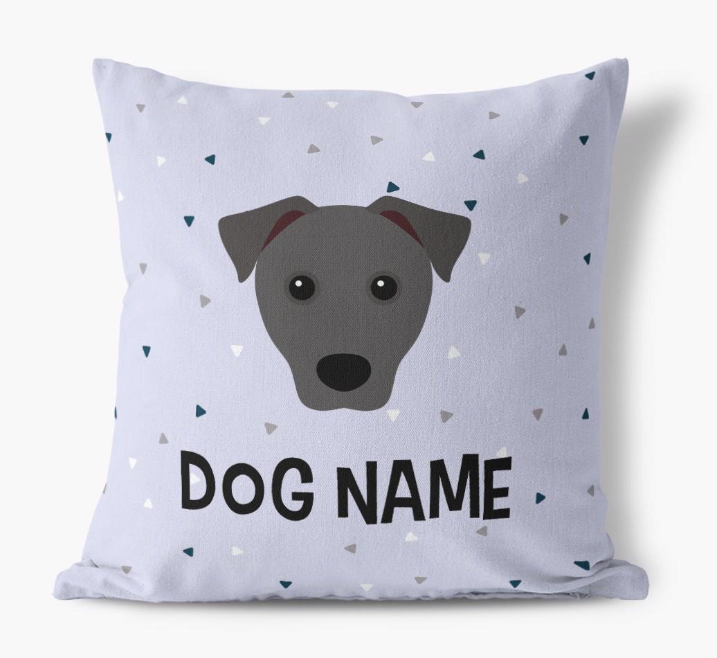 Triangle Pattern with {dogsName}'s Icon: Personalized Canvas Pillow