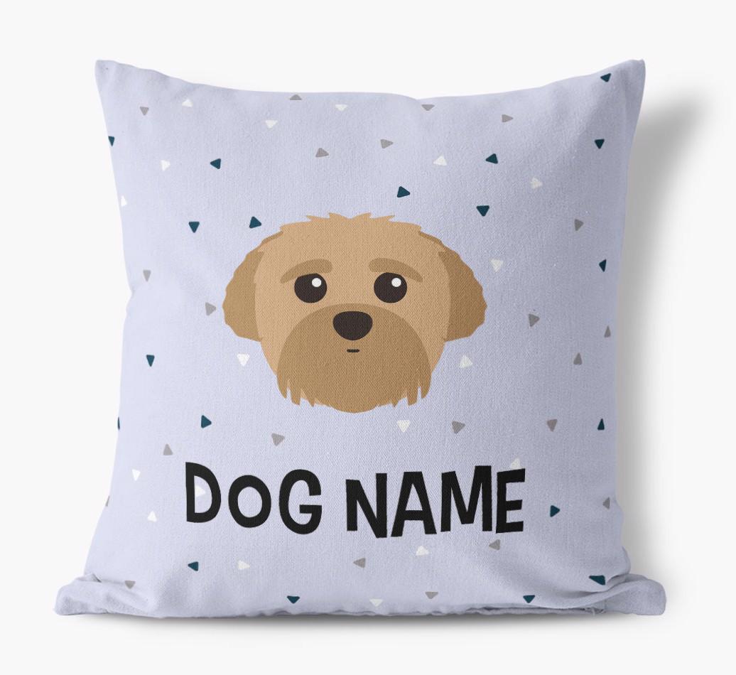 Triangle Pattern with {dogsName}'s Icon: Personalized Canvas Pillow