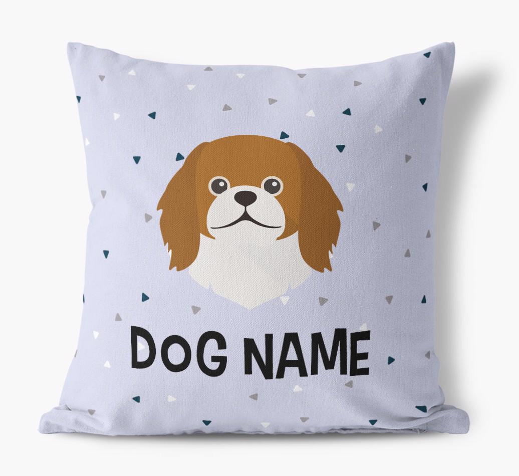 Triangle Pattern with {dogsName}'s Icon: Personalized Canvas Pillow