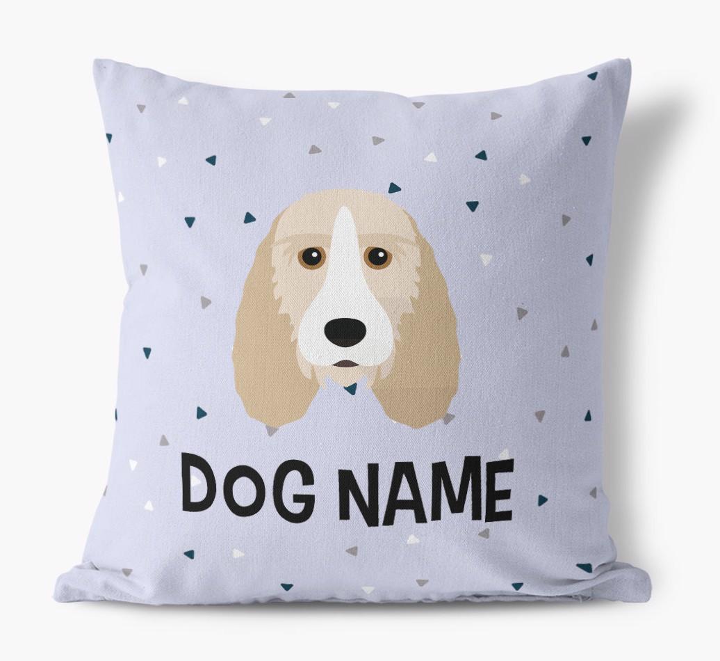 Triangle Pattern with {dogsName}'s Icon: Personalized Canvas Pillow