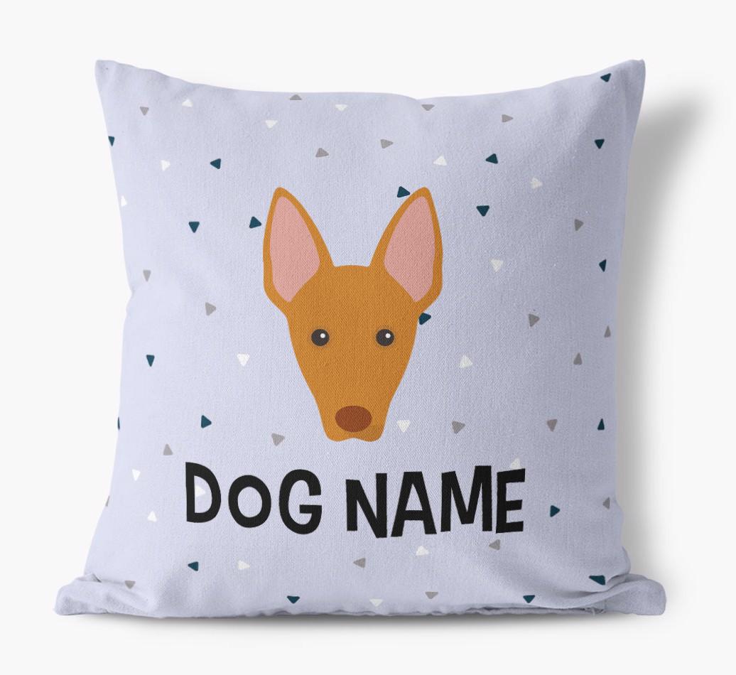 Triangle Pattern with {dogsName}'s Icon: Personalised Canvas Cushion