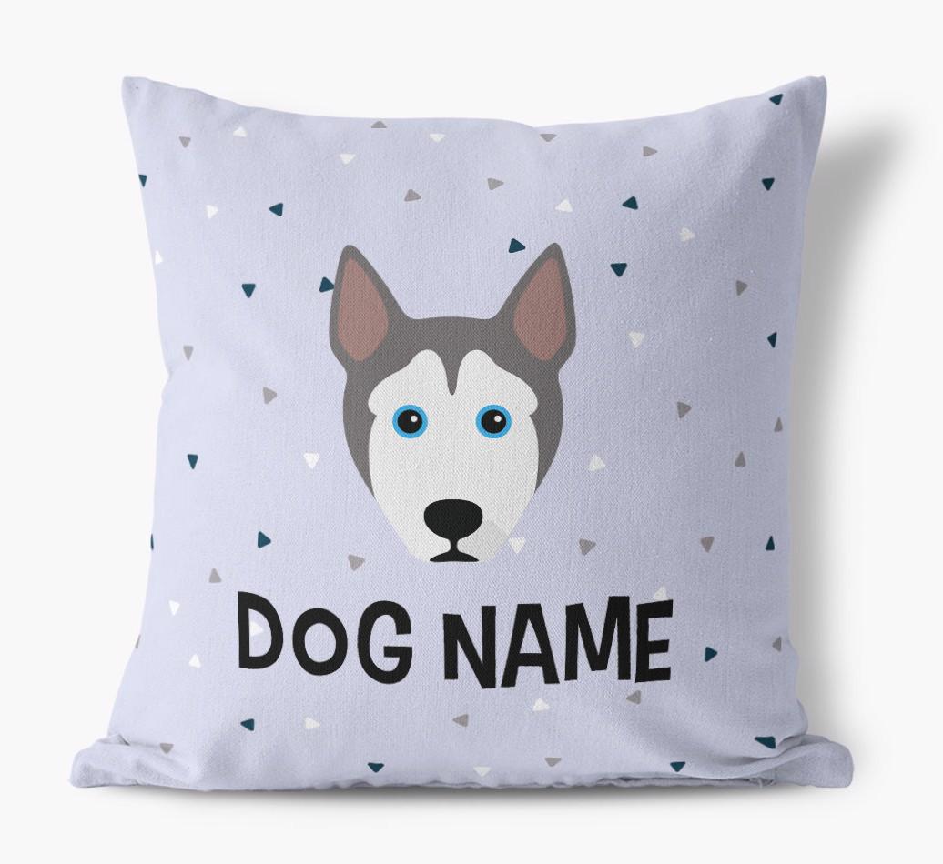 Triangle Pattern with {dogsName}'s Icon: Personalized Canvas Pillow