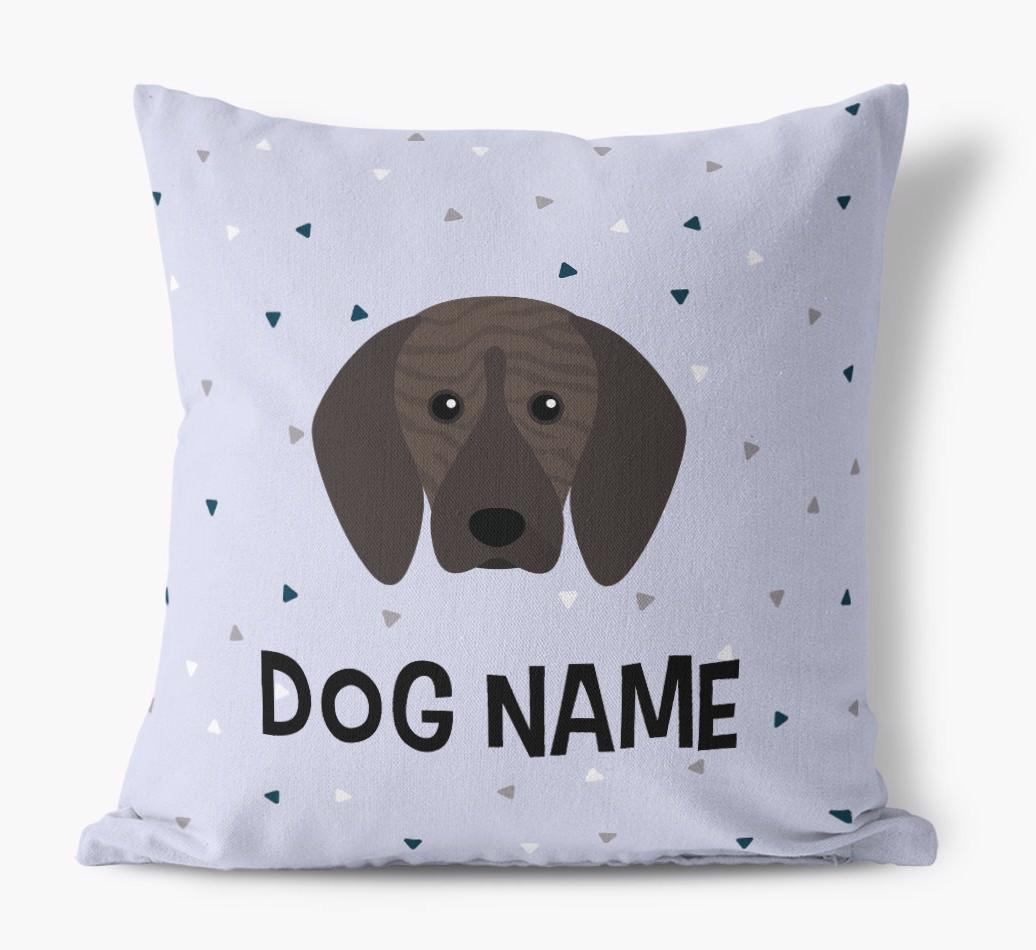 Triangle Pattern with {dogsName}'s Icon: Personalized Canvas Pillow