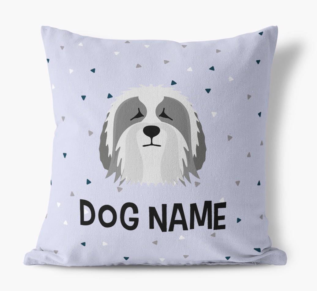 Triangle Pattern with {dogsName}'s Icon: Personalized Canvas Pillow