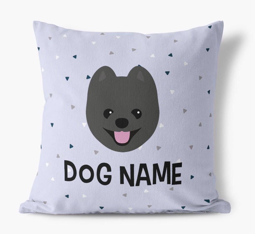 Triangle Pattern with {dogsName}'s Icon: Personalized Canvas Pillow