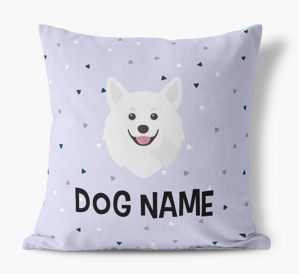 Triangle Pattern with {dogsName}'s Icon: Personalized Canvas Pillow
