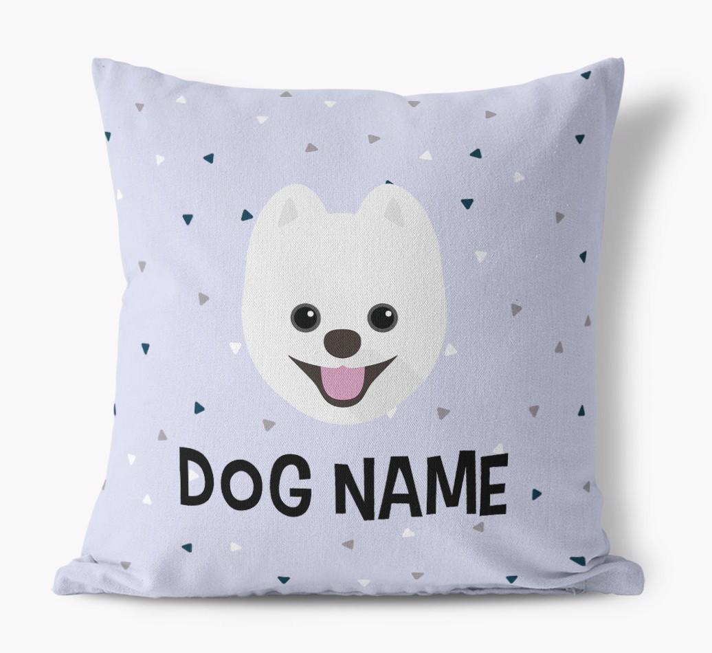 Triangle Pattern with {dogsName}'s Icon: Personalized Canvas Pillow