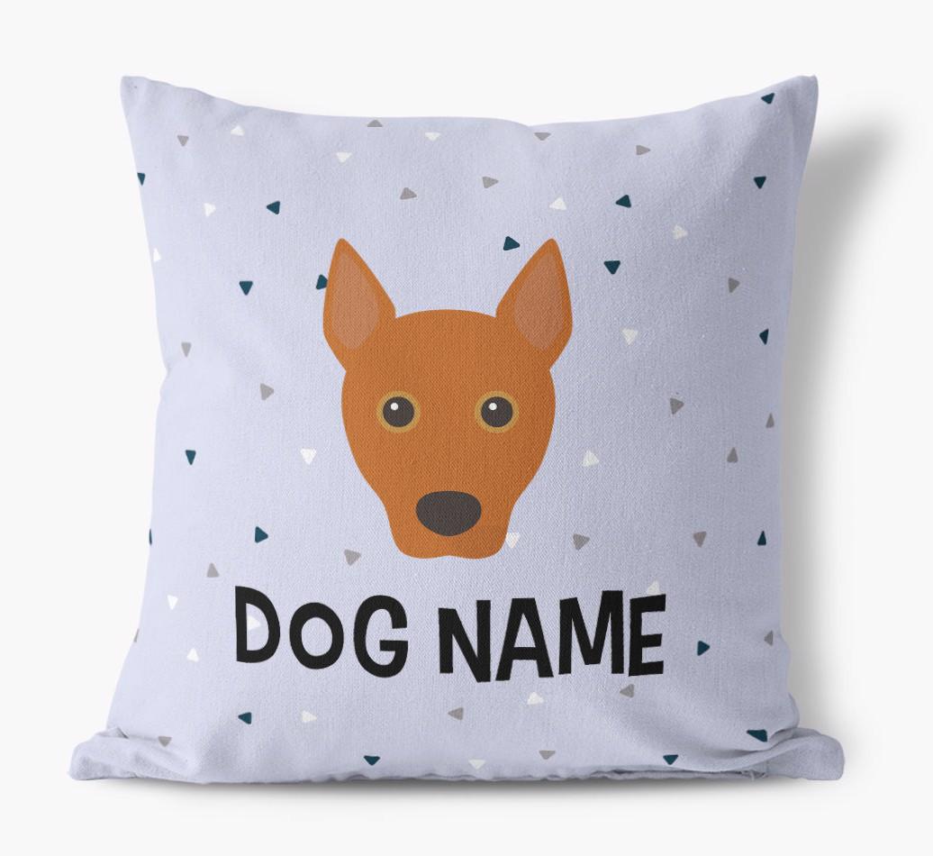 Triangle Pattern with {dogsName}'s Icon: Personalized Canvas Pillow
