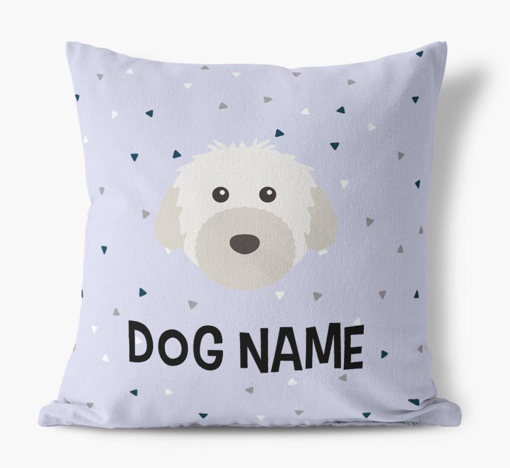 Triangle Pattern with {dogsName}'s Icon: Personalized Canvas Pillow