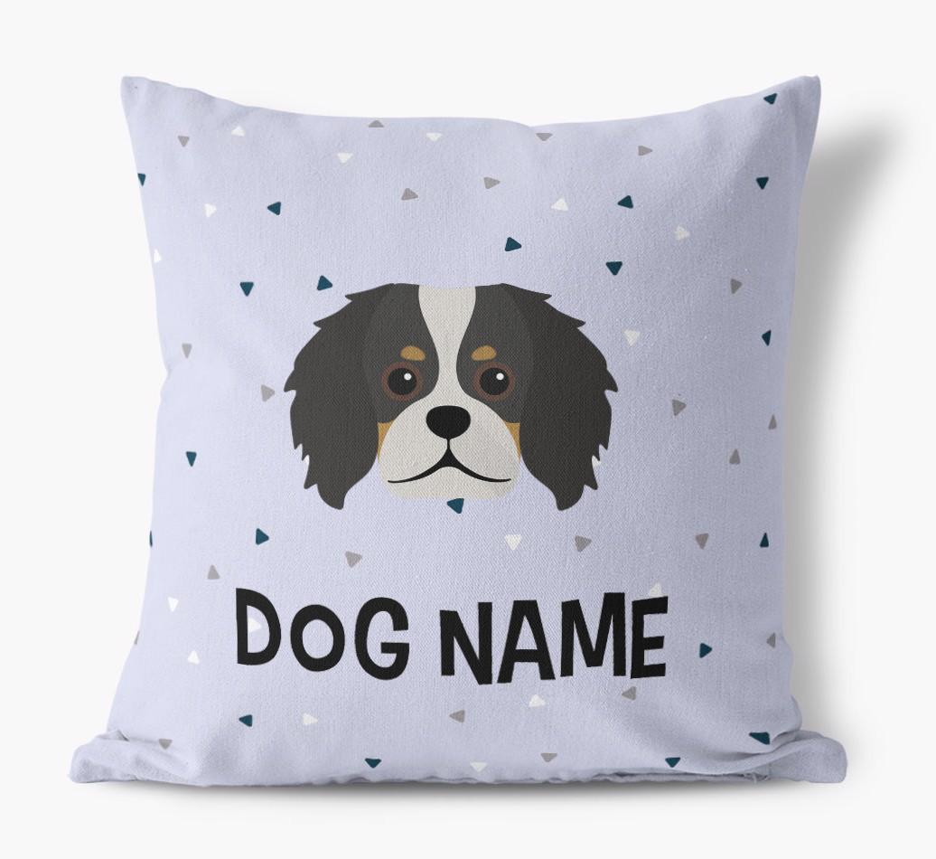 Triangle Pattern with {dogsName}'s Icon: Personalized Canvas Pillow