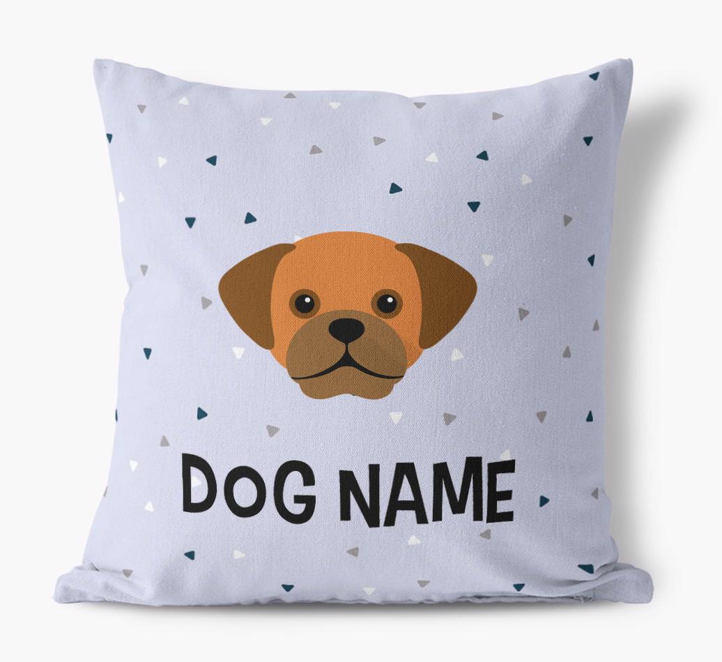 Triangle Pattern with {dogsName}'s Icon: Personalized Canvas Pillow