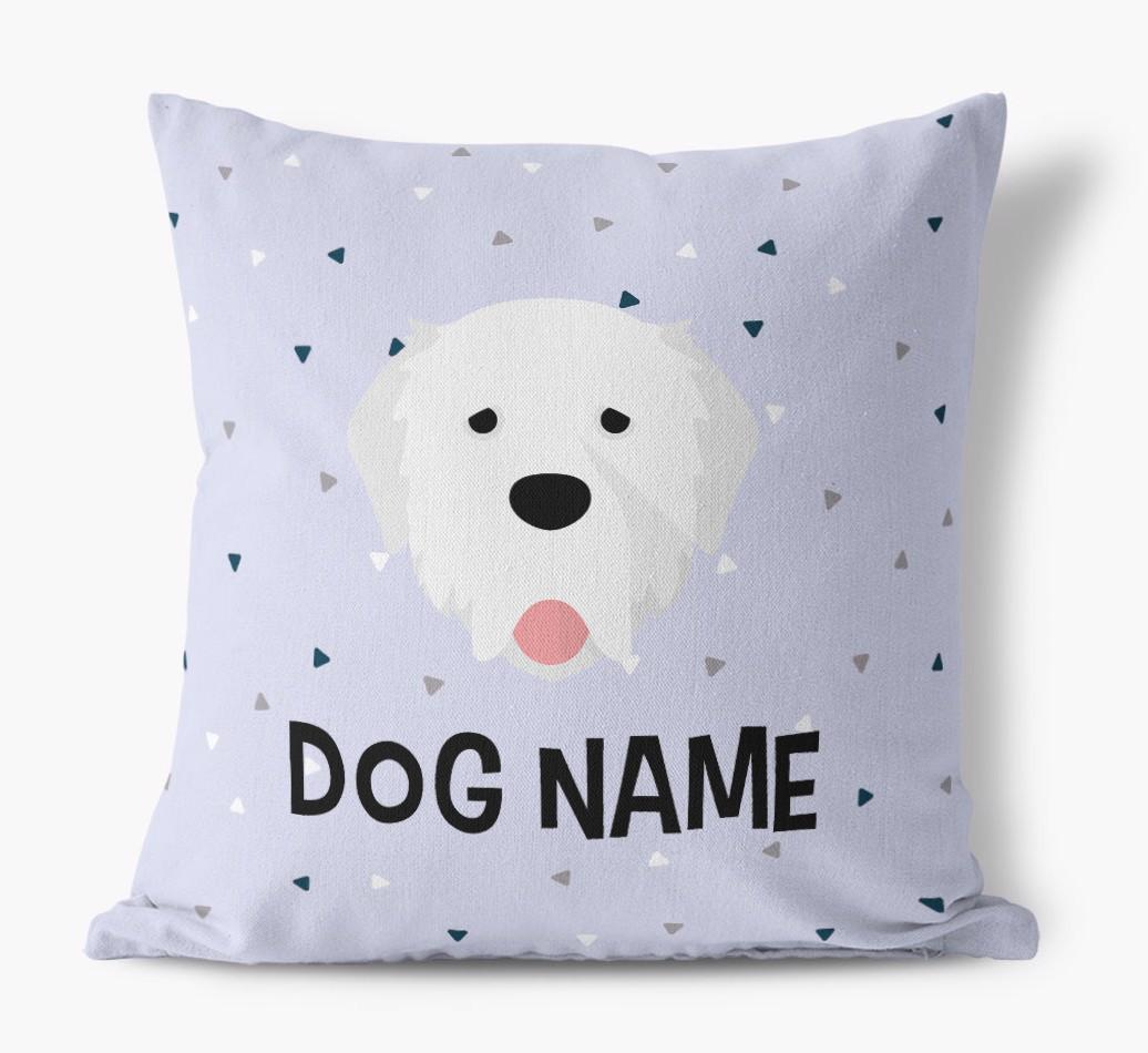 Triangle Pattern with {dogsName}'s Icon: Personalized Canvas Pillow