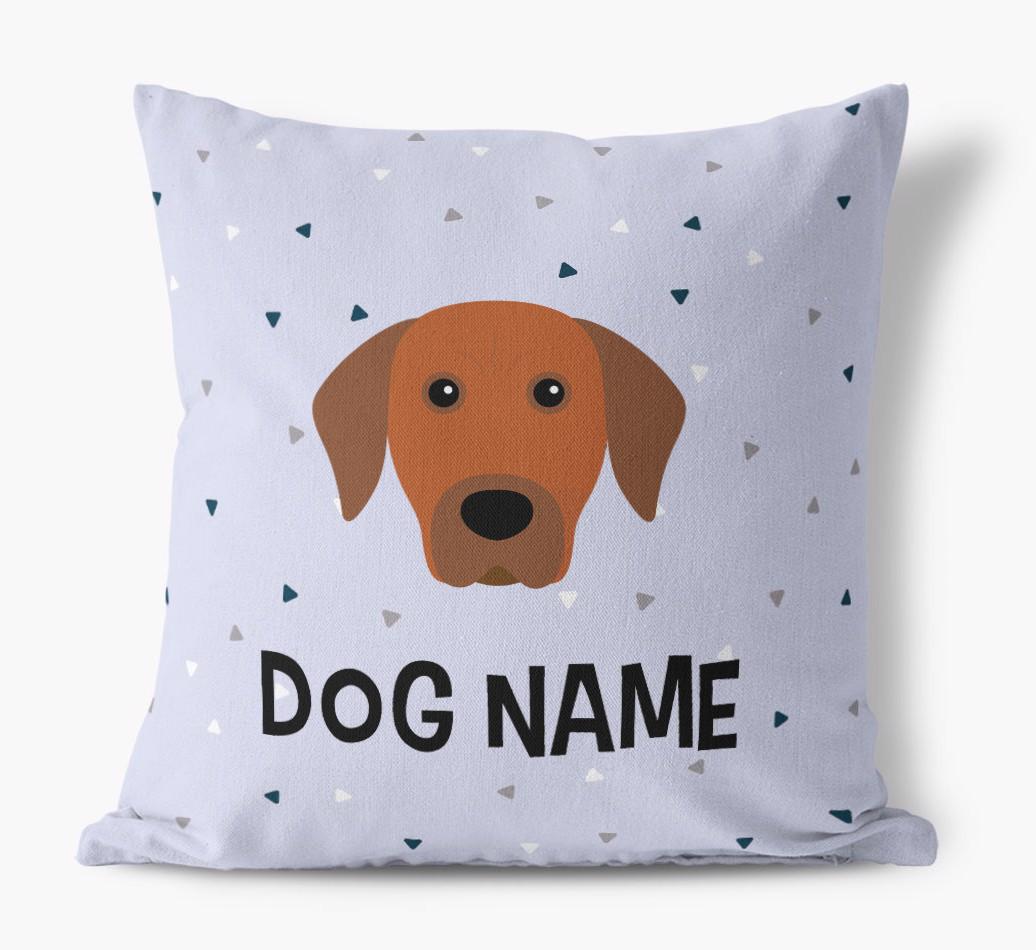 Triangle Pattern with {dogsName}'s Icon: Personalized Canvas Pillow