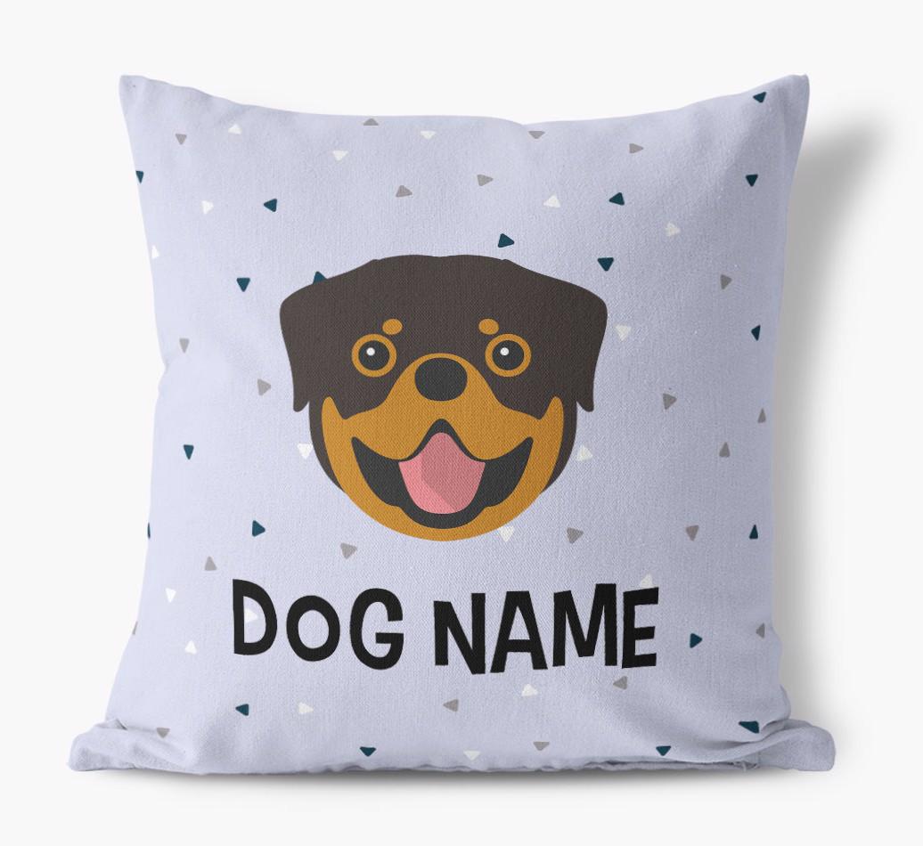 Triangle Pattern with {dogsName}'s Icon: Personalized Canvas Pillow