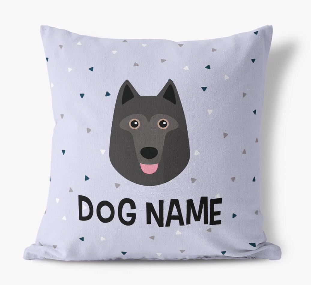 Triangle Pattern with {dogsName}'s Icon: Personalized Canvas Pillow