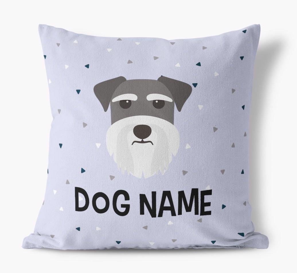 Triangle Pattern with {dogsName}'s Icon: Personalized Canvas Pillow