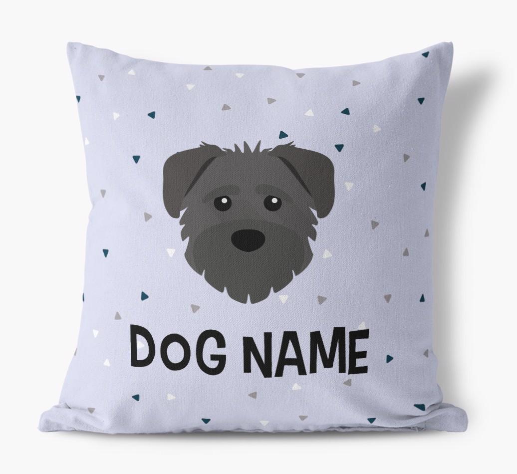 Triangle Pattern with {dogsName}'s Icon: Personalized Canvas Pillow